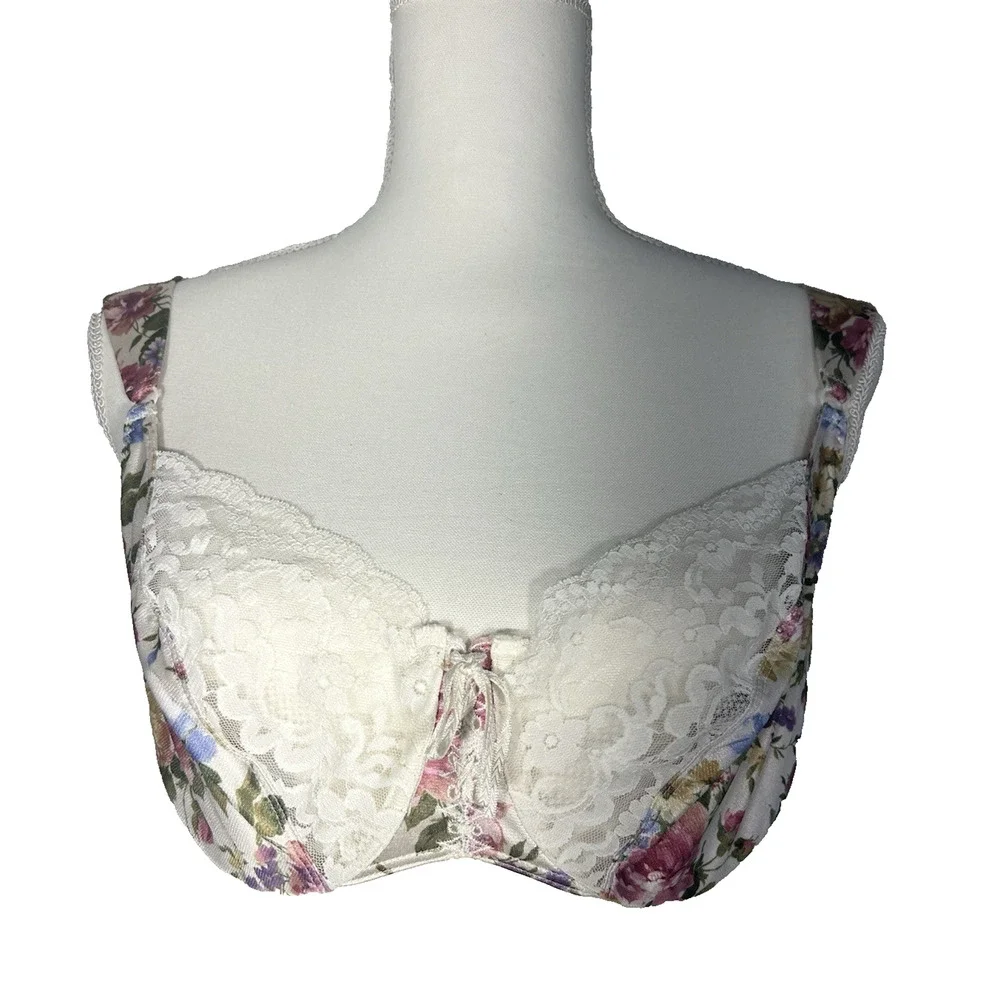 Vintage Maidenform Heartstrings Underwire‎ Satin Lace Floral 34DD
